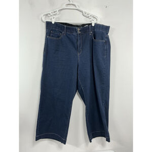 Womans Terra & Sky Blue Jean Capri Groucho Style Pants 18 W High Rise
